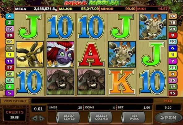 The Mega Moolah jackpot slot from Microgaming.