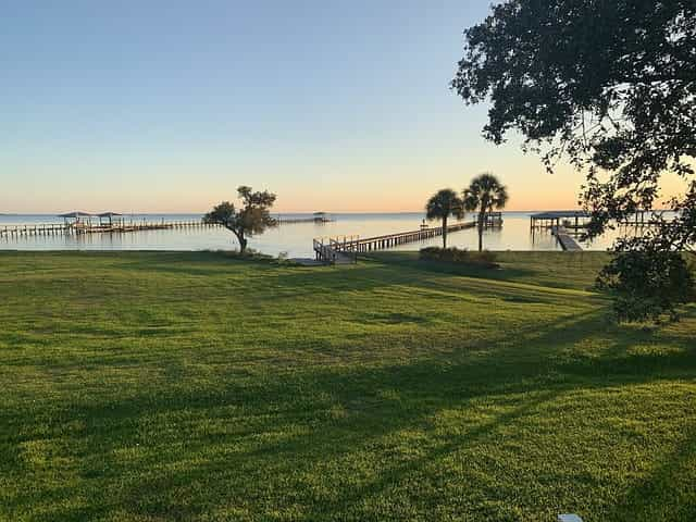 Lake Charles, Louisiana at dusk.