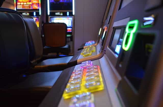 Controls of slot machines at casino.