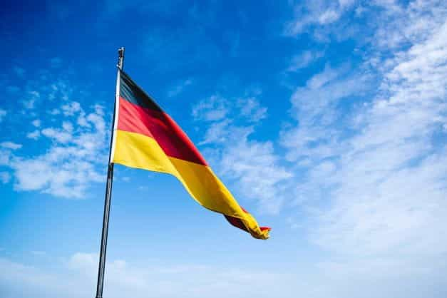 A German flag fluttering.