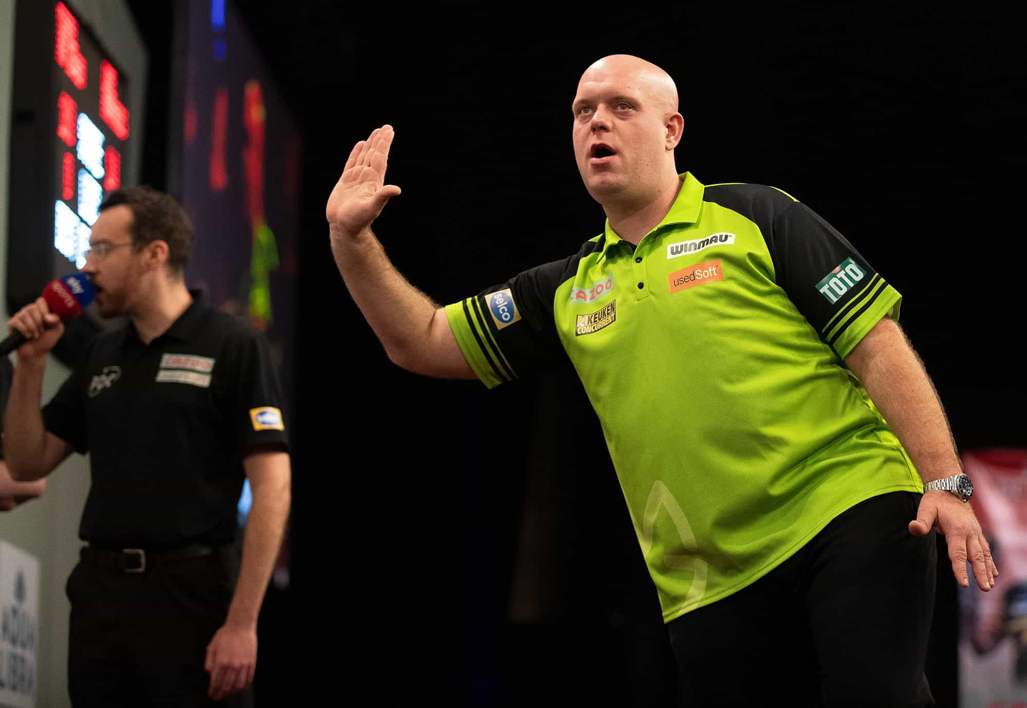 Michael van Gerwen at the oche.