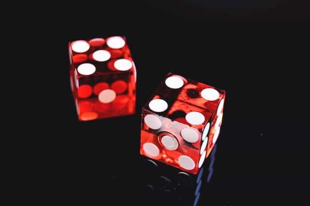 Two red dice.