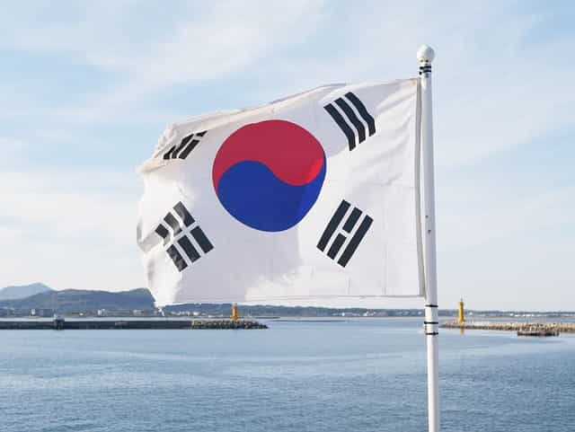 Korea flag on the sea.