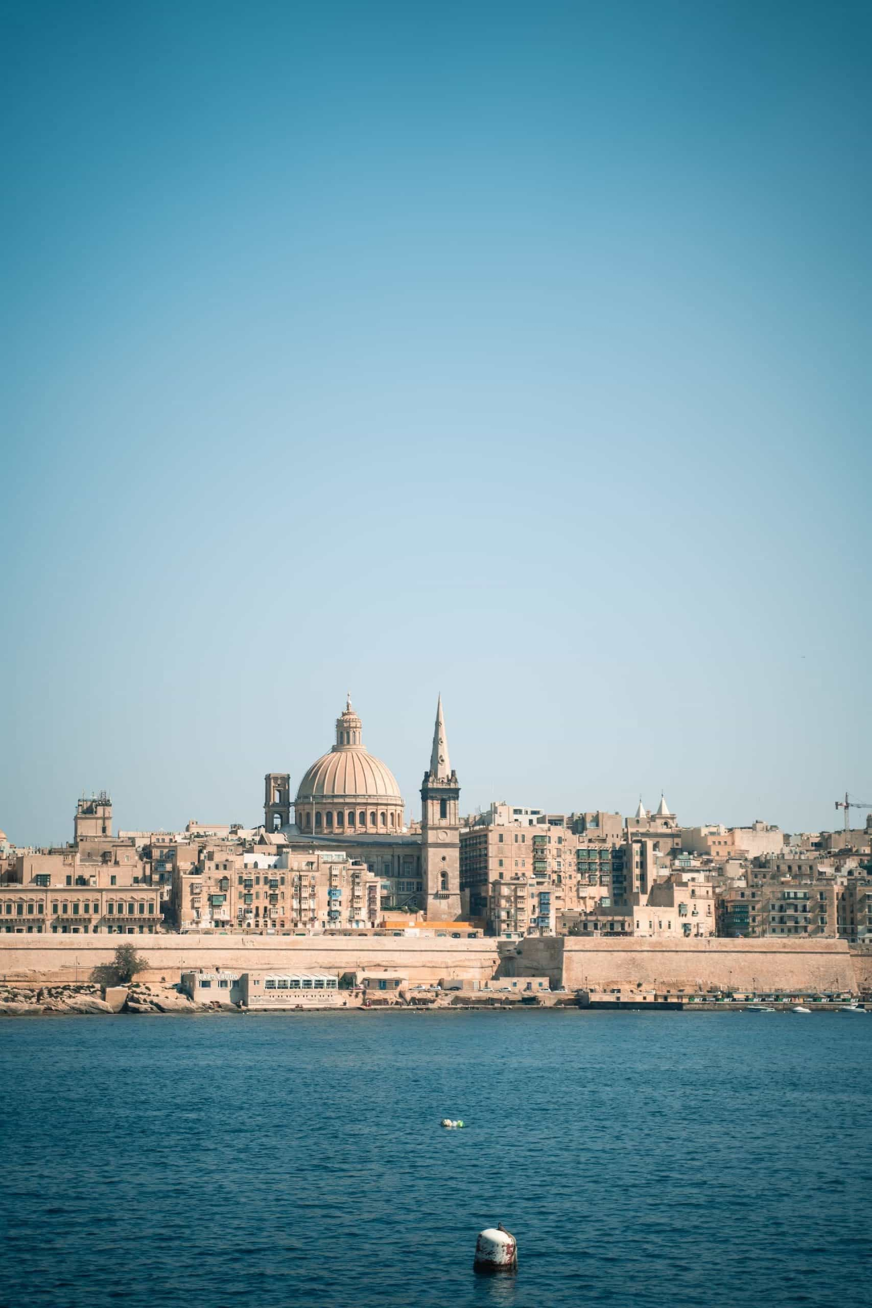 The coastline of Valetta, Malta.