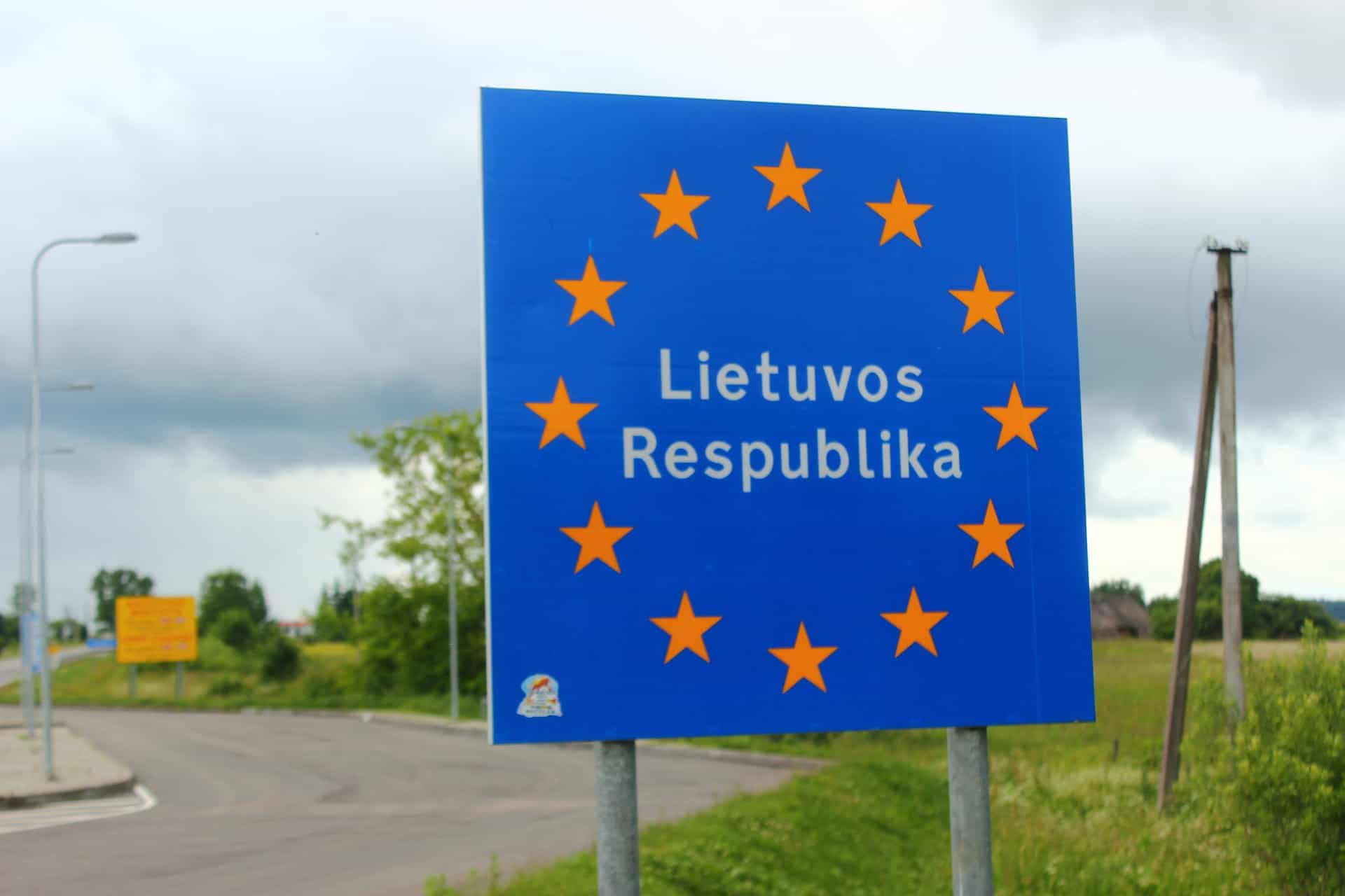 Border sign of Lithuania.