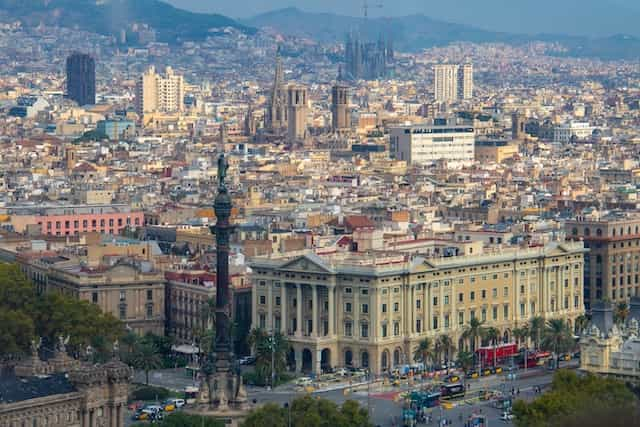 A high up shot of Barcelona, Spain.